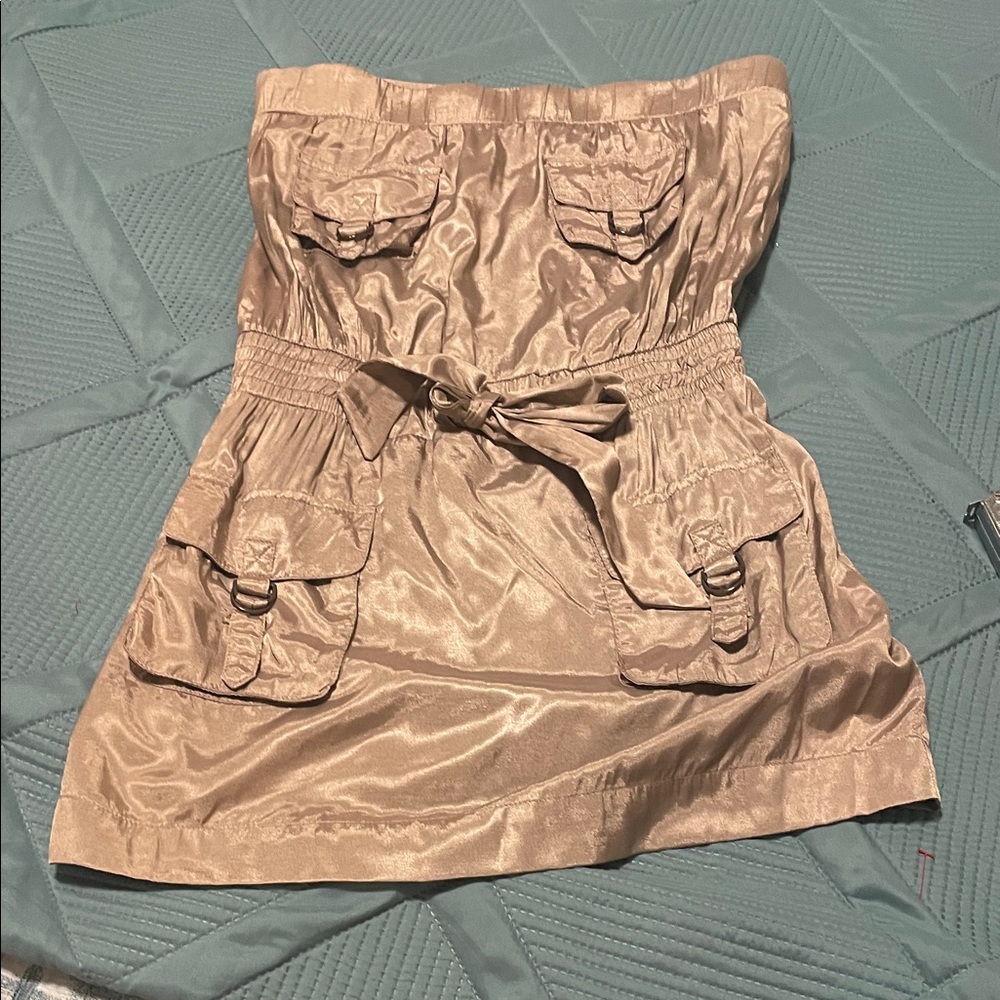 Ya Los Angeles Strapless Tan Dress